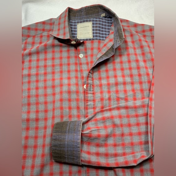 BILLY REID gray red plaid long sleeve button down shirt - Small - Picture 6 of 9
